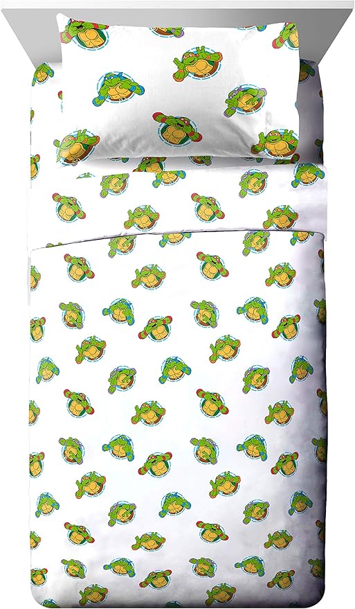 Jay Franco Nickelodeon Teenage Mutant Ninja Turtles Green Bricks 5 Piece Twin Bed Set - Includes Reversible Comforter & Sheet Set Bedding - Super Soft Fade Resistant Microfiber