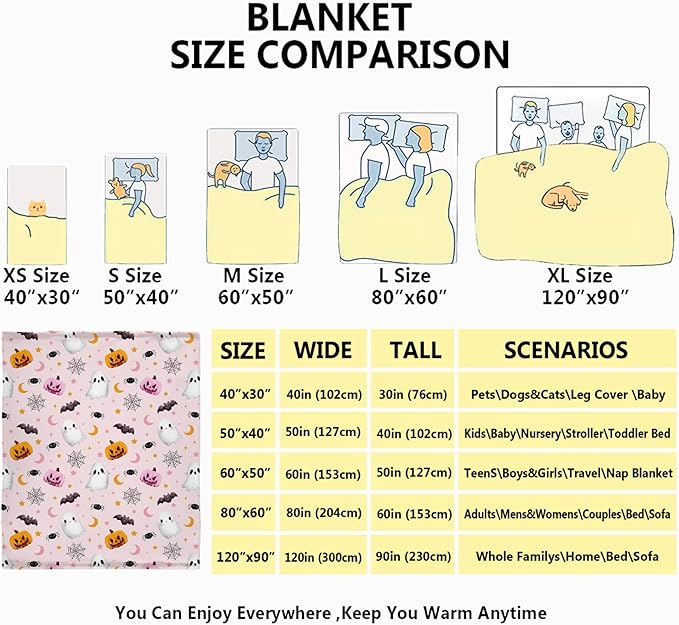 Cute Ghost Pumpkin Blanket - Halloween Decor for Couch, Sofa, Bed, Living Rooms - Ghost Blanket Gifts for Girls & Boys - 30"x40" - Toddlers/Crib Size