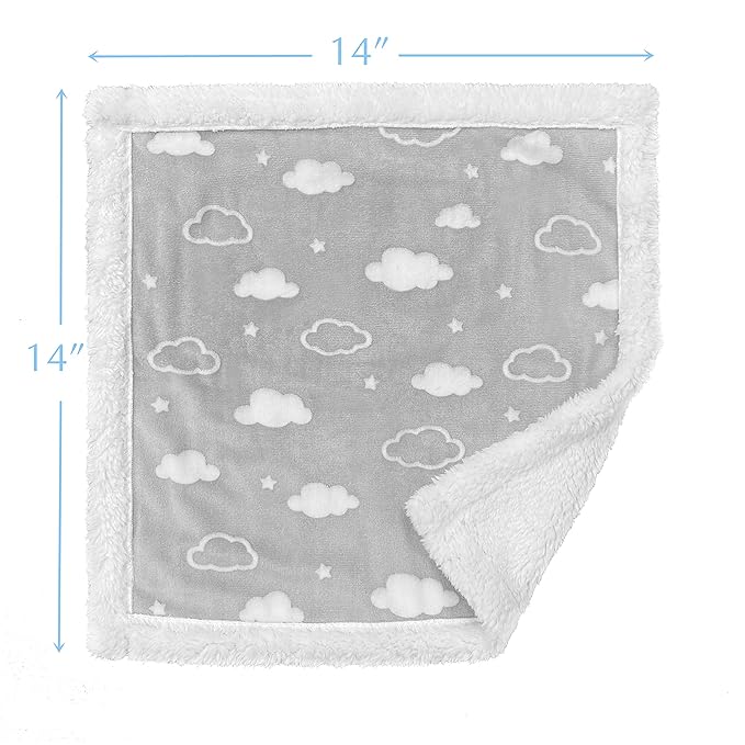 American Baby Company Heavenly Soft Chenille Sherpa Security Blanket, Gray, 14" X 14", Warm and Cozy for Boys and Girls