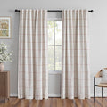 MYSKY HOME 100% Blackout Plaid Farmhouse Linen Curtains 84 Inch Long 2 Panels Set for Living Room Double Layer Checkered Drapes Thermal Insulated Privacy Protection Rod Pocket Back Tab, 52" W, Tan