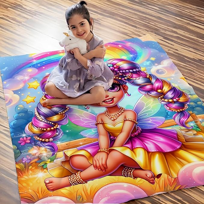 Girls Fairy Blanket, Throw Gift for Toddlers Kids Daughter Birthday 30x40 Inches Lightweight Soft Cute Decor Throw Blankets for Sofa Couch Living Room Bed