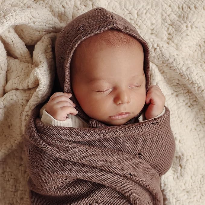 Organic Pointelle Receiving Swaddle Blanket for Girls - 100% Luxury Organic Soft Cotton Knit Warm Cozy Cuddle Stroller Blanket for Newborns, Infants, & Toddlers (Ballet Slippers)