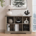 6 Cube Storage Organizer, Wood Cube Bookshelf with LED Lights, Horizontal Storage Cubes, Kids Bookshelf, Display Cabinet Cubby Shelf for Living Room Home Office Bedroom, Grey