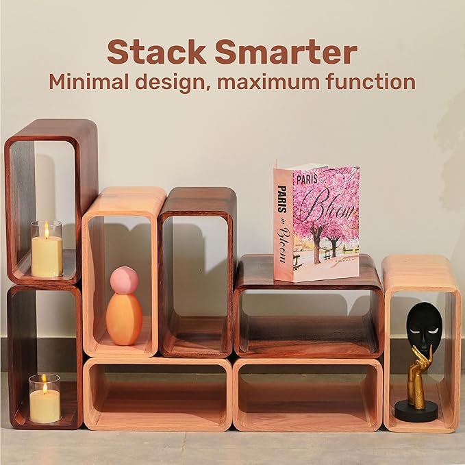 Wooden Cube Storage Shelf Organizer, Bookshelf for Bedroom, Livingroom, Dormroom, Home Office, Studyroom, Home Decor and Contemporary Spaces (Red Oak | Pack of 1)