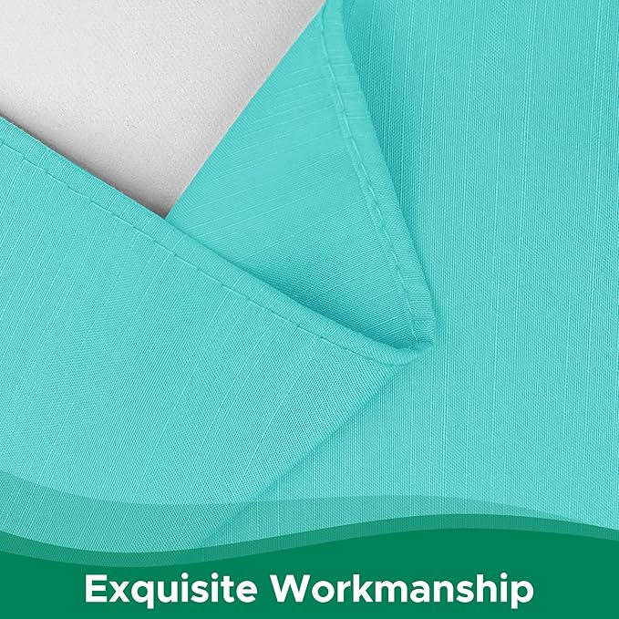 Biscaynebay Wrap Around Bed Skirts for Queen Beds with Short Drop of 12", Aqua Adjustable Elastic Dust Ruffles Easy Fit Wrinkle Resistant Silky Luxurious Fabric Machine Washable