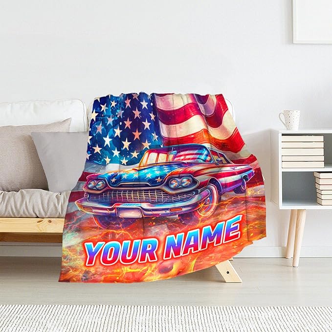 Custom Blanket for Gifts - 30" x 40" Inches Comfort Kids Car Blanket for Boys - Aesthetic Lightweight Soft Throws for Couch, Lap