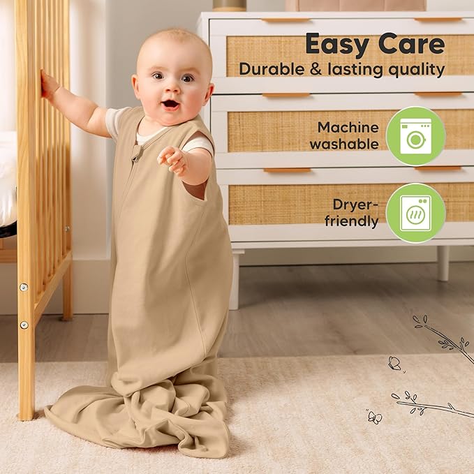 2-Pack Baby Sleep Sacks,Zipper Wearable Blanket - 0.5TOG Organic Cotton,Lightweight,Soft Cozy Toddler Sleeping Sack 6-12 months, Easy to Wear Large Newborn Transition Swaddles Sleepsacks (Toasty)