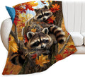 Raccoon Blanket Funny Raccoons Gifts for Girls Boys Woman Kids Raccoon Lover Maple Leaf Throw Blankets Soft Blanket Warm Fleece Flannel Plush Blankets for Bed Sofa Couch 50"x60"