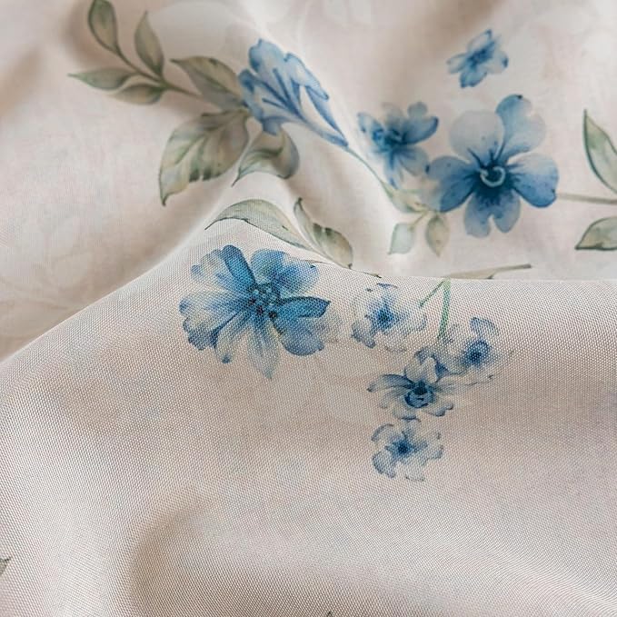 ENJOYBRIDAL Blue Floral Curtains 84 Inch Long Bedroom Cute Drapes Rod Pocket Boho Semi Sheer Rustic Window Curtain Panels Floor Length Living Room Farmhouse 2 Panels Vintage Window Treatments