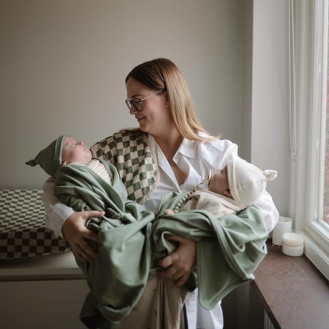 mushie Stretchy Baby Swaddle Blanket | Extra Soft & Snug Fit | 47"x47" (Sun)