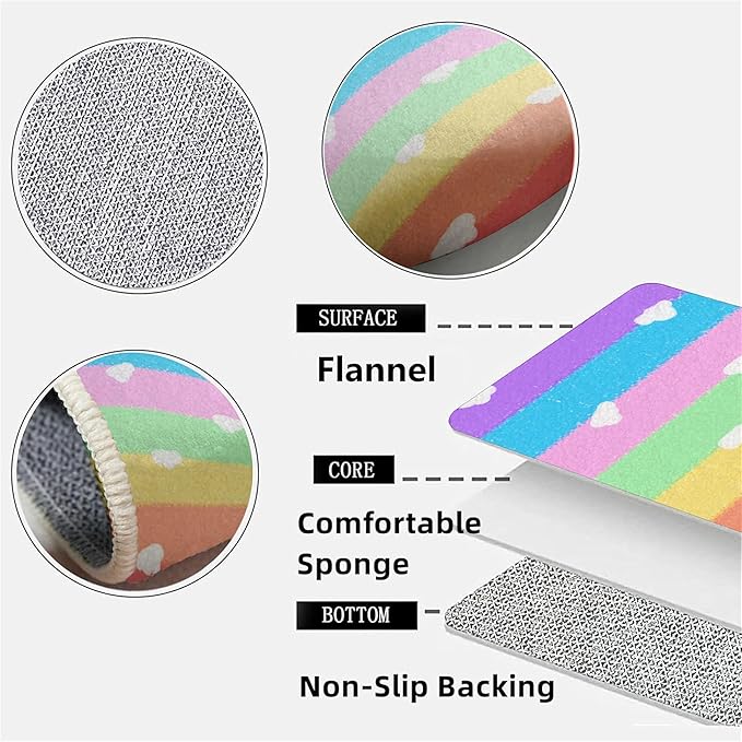 Soft Rainbow Area Rugs Girl's Bedroom Fluffy Colorful Rugs Cute Floor Mats Furry Children's Play Mats White Cloud Rainbow Prints Living Room Kids Room Nursery Home Decor2x5ft