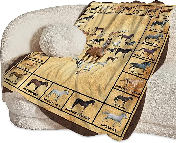 Horse Blanket Throws Horse Gifts Horses Throw Blanket for Girls Boys Kids Adults Soft Warm Cozy Fleece Blanket for Couch Sofa Bed 80"x60"