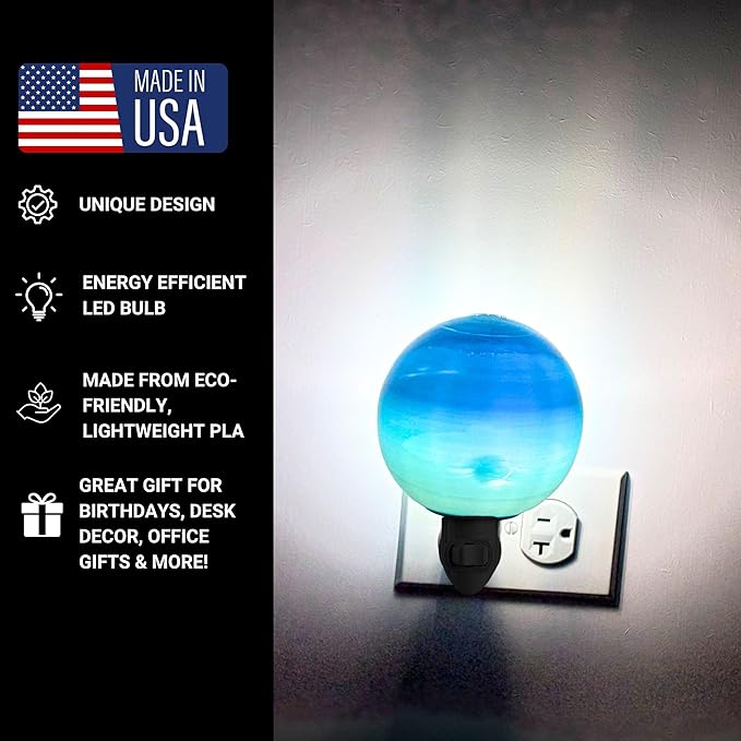 Neptune Night Lights | 6" Neptune Night Lamp LED Light | 3D Solar System NightLight, Planet Home Décor, Space Nursery, Kids Room, Space Gift, Birthday Gifts, Bedroom Decorations