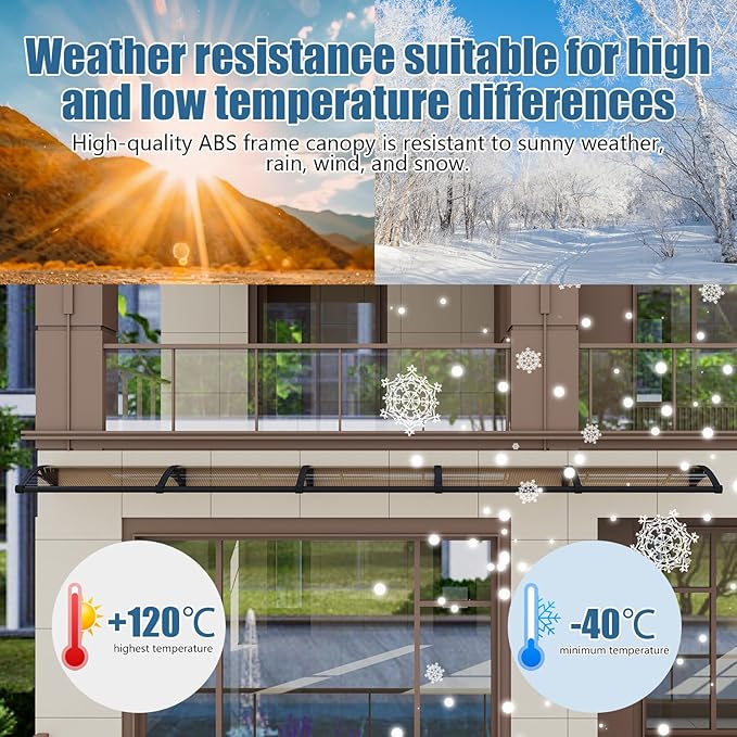 40''*48'' Window and Door Exterior, UV/Rain/Snow/Sunlight Protection Sheet,UPF 50+ Polycarbonate Overhang Canopy,House Overdoor Awnings for Door Entrance Outside/Patio/Porch/Deck