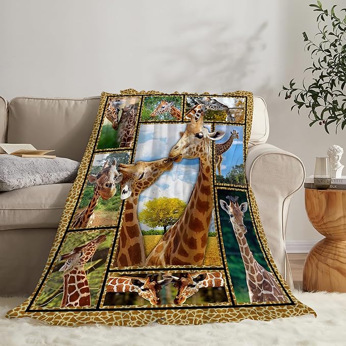 jerkboo Giraffe Blanket Throws Giraffe Gifts Giraffe Lovers Throw Blanket for Girls Boys Kids Adults Soft Warm Cozy Fleece Blanket for Couch Sofa Bed 60""x50""