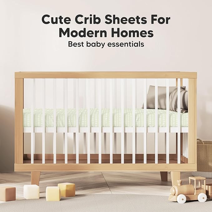 KeaBabies 2-Pack Organic Crib Sheets for Boys, Girls - 52x28 Fitted Crib Mattress Sheet Neutral, Breathable Jersey Cotton Cover for Baby Bed, Toddler Mattress, Soft & Cute Prints (Fleur)