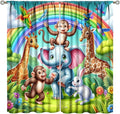 Animals Window Curtain Rod Pocket Kids Boys Girls Forest Giraffe Elephant Monkey Flowers Window Treatment for Baby Children Bedroom Living Room 63" W X 63" L