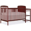 Dream On Me Anna 3-in-1 Convertible Full-Size Baby Crib & Changer with Storage in Cherry, GreenGuard Gold & JPMA, Pinewood, Converts to Day & Toddler Bed, 3 Mattress Heights, 1″ Changing Pad