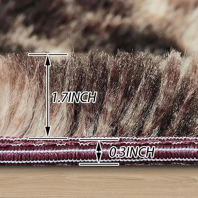 4 ft Round Fluffy Brown Rug for Bedroom,Tie Dyed Furry Round Carpet Non Slip Fuzzy Shaggy Plush Circle Area Rug Rug for Living Room Teen Room Nursery Room Playroom Kids Room Home Decor Washable