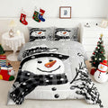 Feelyou Kids Christmas Theme Decorations Bedding Set Xmas Snowman Comforter Set for Boys Girls Snowflake Kawaii Cute Grey Bedroom Collection Full Size