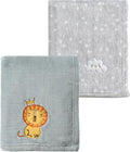 CREVENT 2Pcs 30''X40'' Cute Cozy Fluffy Warm Baby Blankets for Infants Toddlers' Bedding Crib Cot Stroller - Grey Cloud + Grey Lion