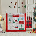 Christmas Red Crib Bedding Set 3 Pieces New Year Style Quilted Plaid Comforter with Fitted Sheet and Bed Skirt - Cute Santa Claus Snowman Tree Deer Design Baby Gift Crib Bed Set