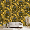Vintage Gold Banana Leaf Bathroom wallpeper Living Room Bedroom Tropical Plant Wall Mural - 160"x108" (Not Peel and Stick)