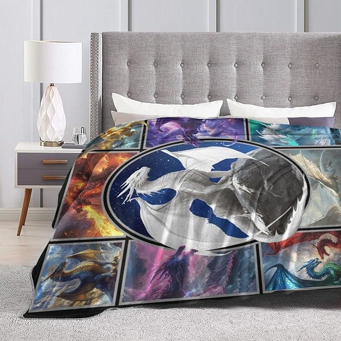 Dragon Blanket Dragon Decor Throw Blanket Super Soft Flannel Lightweight Fluffy Plush Cozy Fuzzy Fleece Gifts Blanket for Kids Boys Girls Women Adults for Bed Sofa 50"X60"
