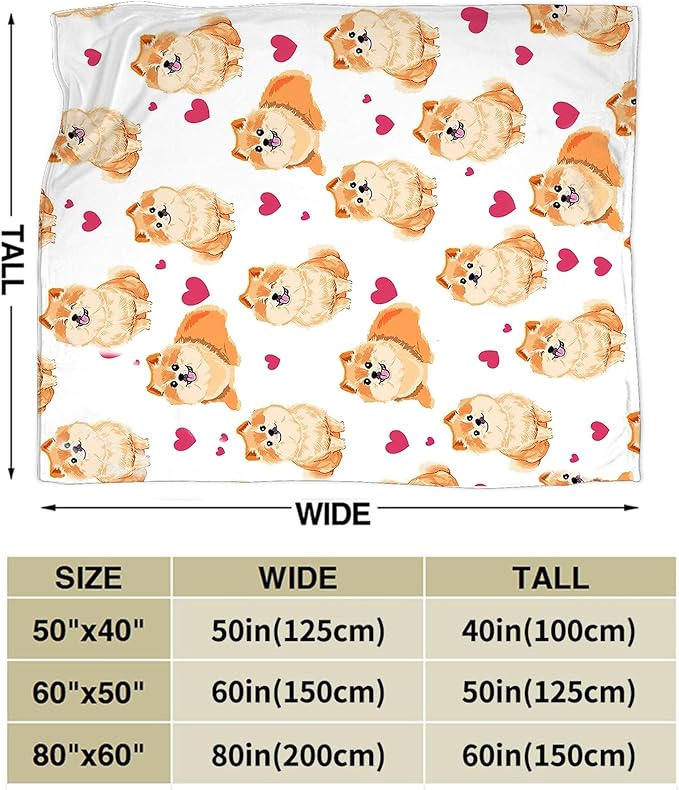 Pomeranian Gifts and Decor - Cute Dog Throw Blanket for Girls, Women, Kids, Adults - Soft, Warm, Cozy Fleece Blanket for Couch, Sofa, Bed - 80"x60"