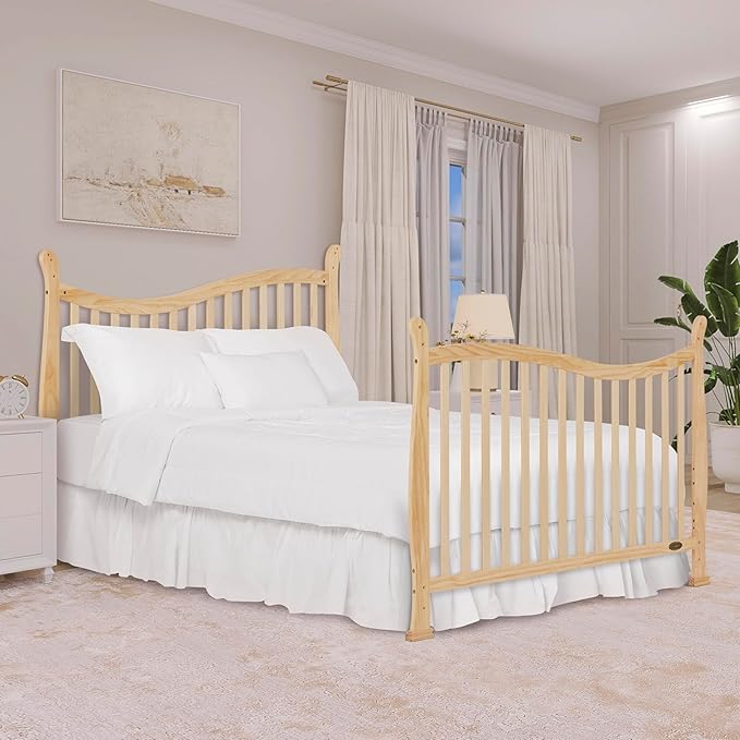 Dream On Me Violet 7-in-1 Convertible Full-Size Baby Crib with Toddler, Day & Full Bed Conversion in Steel Grey, GreenGuard Gold & JPMA, 4 Mattress Heights, Sustainable Pinewood