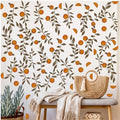 Orange Leaf Wall Decals Boho Fruit Leaf Wall Stickers Small Tree Leaf Sticker Vintage Green Leaves Decal Cute Orange Leaves Wall Decals for Nursery Kids Room Bedroom Kitchen Decor