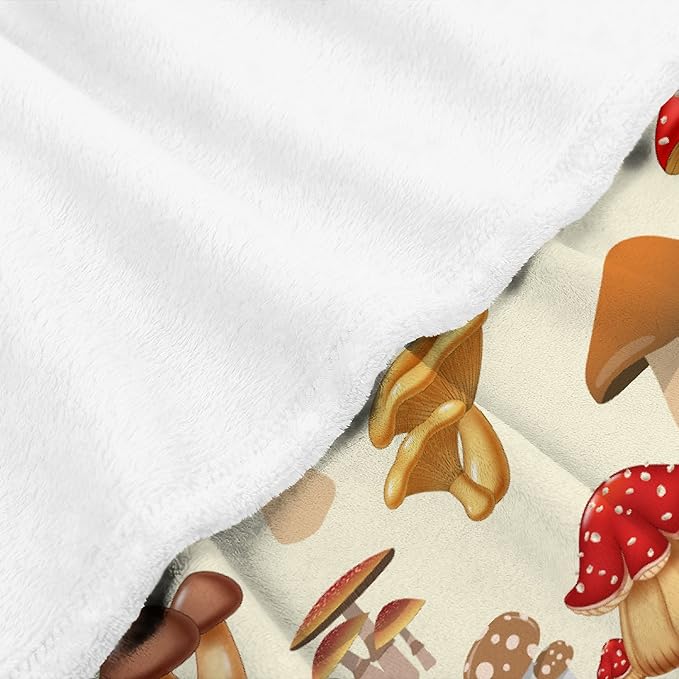 Thuswarm Colorful Wild Mushroom Flannel Blanket for Autumn Winter Gifts Warm Cozy Soft Funny Print Throw for Bed Couch Sofa 80”×60” Large for Adult