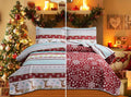 Jessy Home Christmas Bedding Set - Queen Size Quilt, Bedspread, Reversible Coverlet - Rustic Lodge Deer Snowflake Cabin Home Holiday Decor