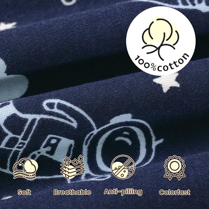 PHF Soft Baby Sleep Sack 0-6 Months 100% Organic Cotton Wearable Blanket, 2-Way Zipper 0.5 TOG Toddler Sleeping Sack 3 Pack, Comfy Sleep Bag for Baby Boys Girls, Navy Space (Small)