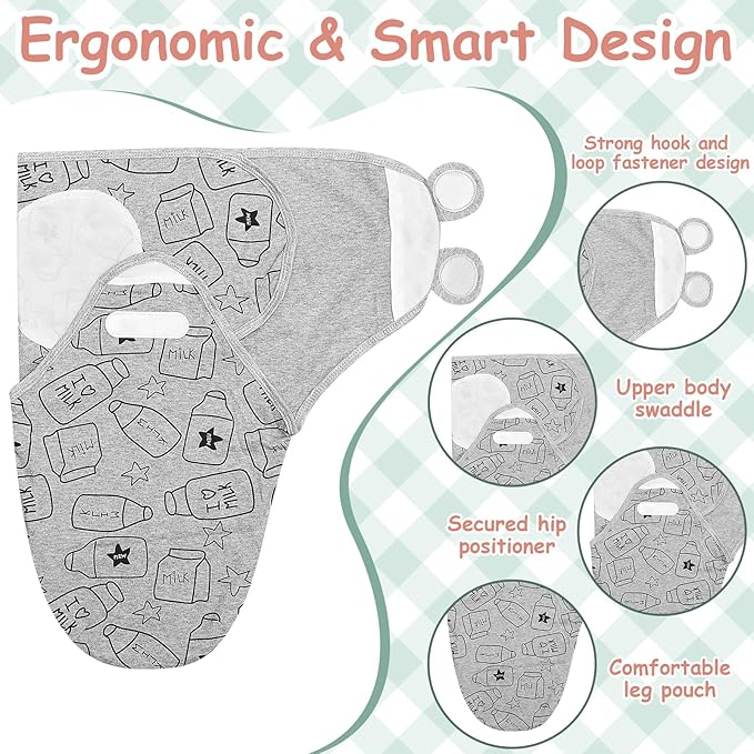Ramede 6 Pack Preemie Swaddle Blanket with Hats Sleep Swaddle for Baby Boy Girl Preemie Newborn Sacks Soft Cotton Wearable(Star,Grey)