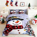Feelyou Kids Christmas Theme Decorations Bedding Set Xmas Snowman Comforter Set for Boys Girls Merry Christmas Comforter Funny Cute Decor Quilt Set Bedroom Collection 3Pcs King Size
