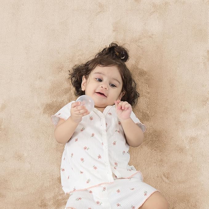 1.3" Thick Baby Floor Play Mat 71x79, Basic Padded Foam Mat for Tummy Time Crawling, Non Slip Cushioned for Babies Toddlers Infants Kids (Beige)