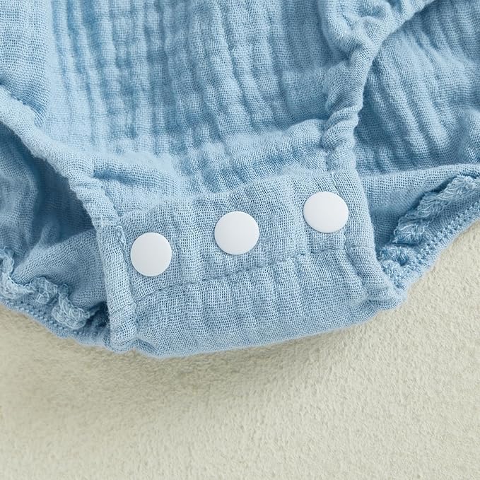 Gaono Newborn Baby Girl Smocked Bubble Romper Cute Boho Summer Clothes Ruffle Sleeveless Crochet Flower Vintage Bodysuit