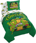 Jay Franco Nickelodeon Teenage Mutant Ninja Turtles Green Bricks 5 Piece Twin Bed Set - Includes Reversible Comforter & Sheet Set Bedding - Super Soft Fade Resistant Microfiber