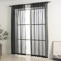 Black Linen Look Pinch Pleated Sheer Curtains 96 Inches Long 2 Panels, 50 Inches Width, Rustic Textured Light Filtering Drapes, Dark Moody Window Curtain with Hooks