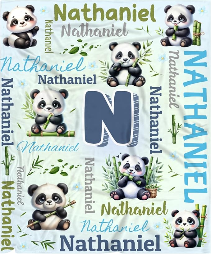 Personalized Custom Panda Preschool Blanket Gifts for Baby Toddler Kids Boys Girls - Customized Panda Super Soft Lightweight Flannel Sheets Decor for Crib Nap Couch - 30"x40" for Baby/Pets