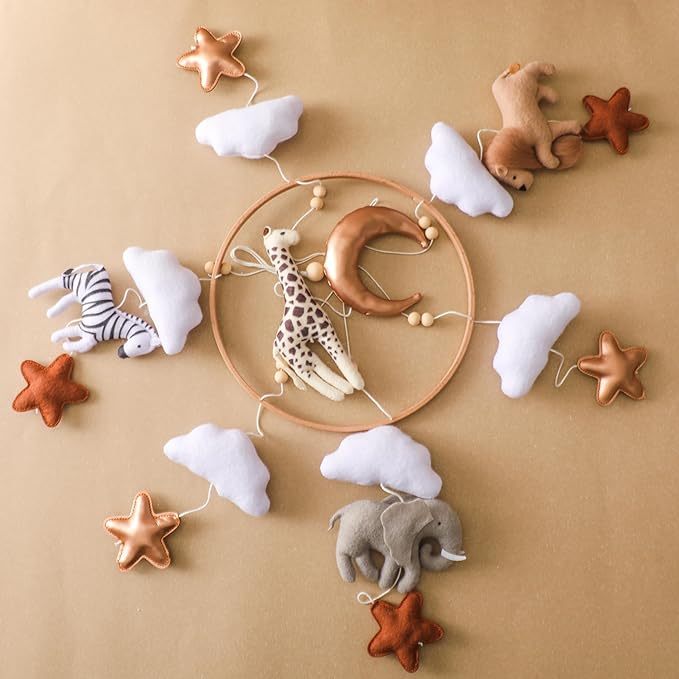 Baby Mobile for Crib, Baby Crib Mobile for Boys Girls, Baby Mobile for Bassinet, Boho Nursery Mobile, Nursery Decor Theme for Infant Bedroom Hanging, Gender Neutral Baby Gift