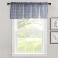 Lush Decor Farmhouse Textured Sheer Window Curtain Valance, 52"W x18"L, Navy