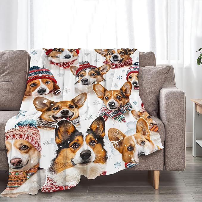 Corgi Blanket Funny Corgi Dog Gifts for Girls Boys Woman Kids Cute Corgis Lover Bear Throw Blankets Soft Blanket Warm Fleece Flannel Plush Blankets for Bed Sofa Couch 50"x60"
