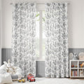 jinchan Linen Nursery Curtains 84 inch Long Woodland Wildlife Black Print Drapes for Kid's Room Light Filtering French Country Farmhouse Curtains with Bunny and Forest Design Set of 2 Panels