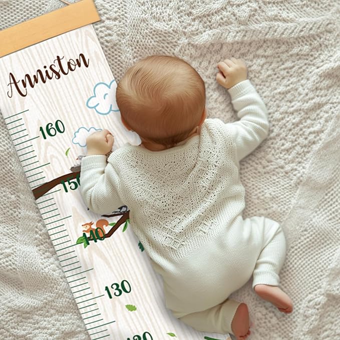 Kids Growth Chart for Wall - Premium Canvas Removable Height Ruler for Wall, Height Chart Measuring for Kids & Baby (Zoo)