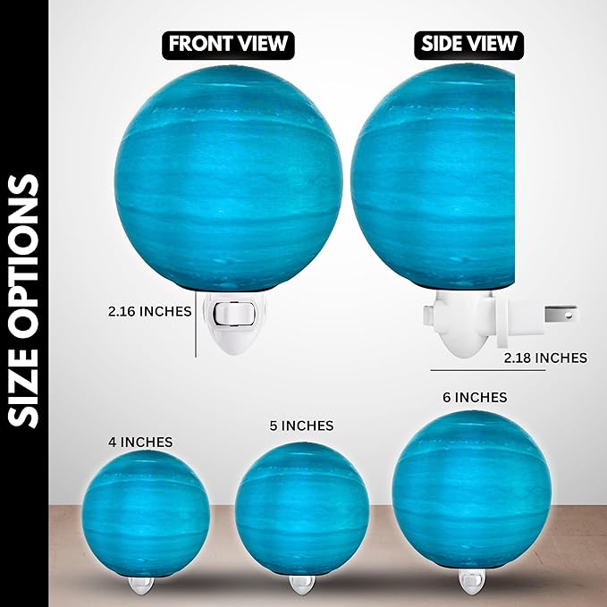 Moon Night Lights | Night Lamp LED Light | 3D Solar System NightLight, Planet Home Décor, Space Nursery, Kids Room, Space Gift, Birthday Gifts, Bedroom Decorations (Uranus, 4 Inch)