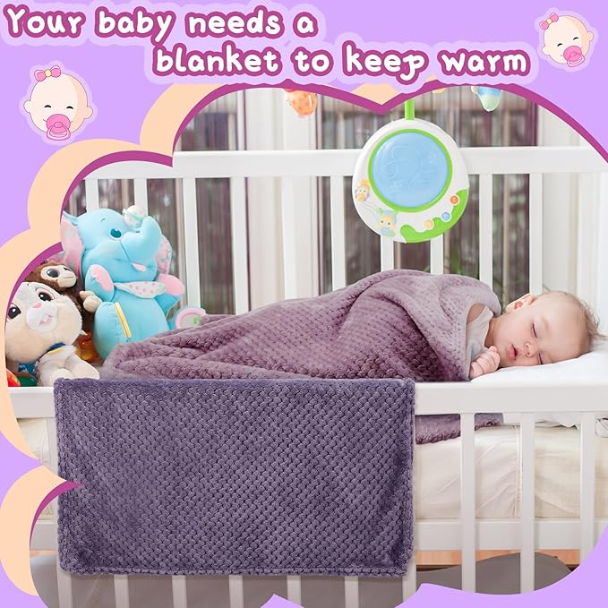 Frienda 4 Pcs Baby Fuzzy Blanket Fluffy Baby Blanket for Boys Girls Soft Warm Infant Newborn Toddler Receiving Nursery Bed Supplies, 32 x 24 Inch(Purple Color)
