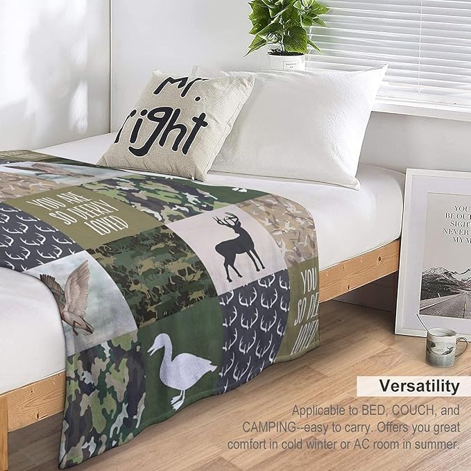 Deer & Duck Hunting Throw Blanket - Soft, Warm, Cozy Fleece for Women & Men, Adults - Couch, Sofa, Bed - 60"x80"