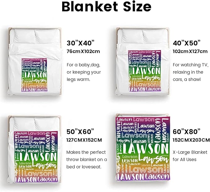 Dr.TOUGH Personalized Blankets with Name Customized Baby Blankets for Girls Boys Adults Monogrammed Blankets and Throws Christmas Birthday Mothers Valentines Day Gift (Z-Colorful 05, 50''×60'')